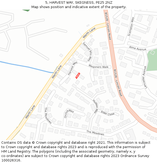 5, HARVEST WAY, SKEGNESS, PE25 2NZ: Location map and indicative extent of plot