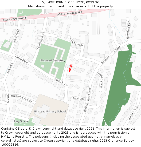 5, HAWTHORN CLOSE, RYDE, PO33 3PJ: Location map and indicative extent of plot