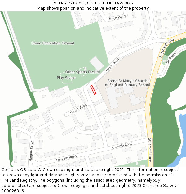 5, HAYES ROAD, GREENHITHE, DA9 9DS: Location map and indicative extent of plot
