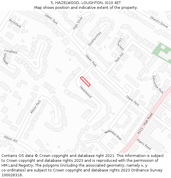 5, HAZELWOOD, LOUGHTON, IG10 4ET: Location map and indicative extent of plot