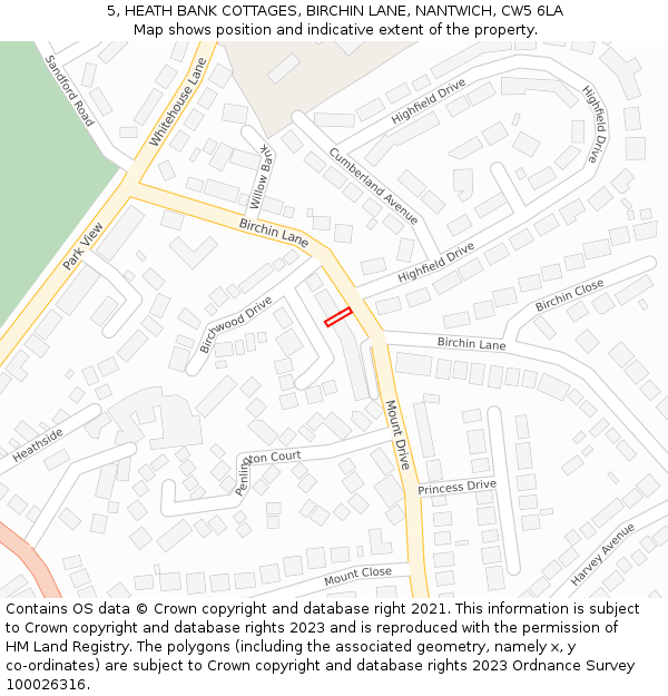 5, HEATH BANK COTTAGES, BIRCHIN LANE, NANTWICH, CW5 6LA: Location map and indicative extent of plot