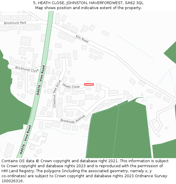 5, HEATH CLOSE, JOHNSTON, HAVERFORDWEST, SA62 3QL: Location map and indicative extent of plot