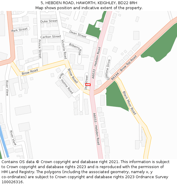 5, HEBDEN ROAD, HAWORTH, KEIGHLEY, BD22 8RH: Location map and indicative extent of plot