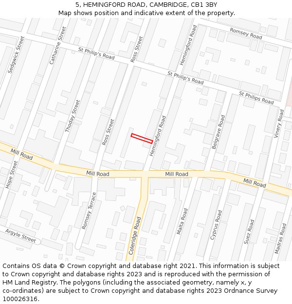 5, HEMINGFORD ROAD, CAMBRIDGE, CB1 3BY: Location map and indicative extent of plot