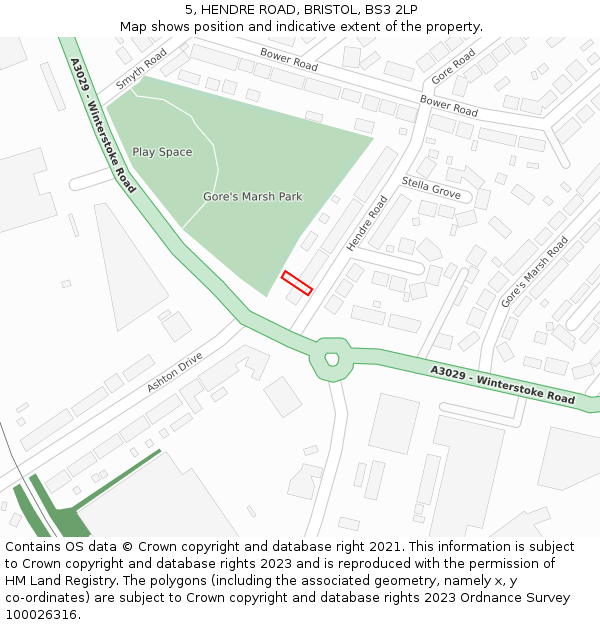 5, HENDRE ROAD, BRISTOL, BS3 2LP: Location map and indicative extent of plot