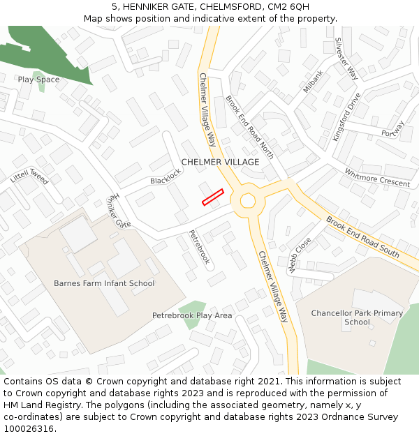 5, HENNIKER GATE, CHELMSFORD, CM2 6QH: Location map and indicative extent of plot