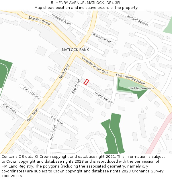 5, HENRY AVENUE, MATLOCK, DE4 3FL: Location map and indicative extent of plot