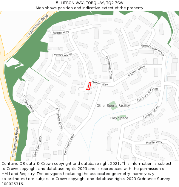 5, HERON WAY, TORQUAY, TQ2 7SW: Location map and indicative extent of plot