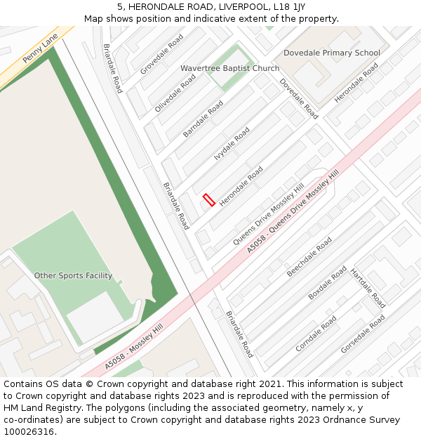 5, HERONDALE ROAD, LIVERPOOL, L18 1JY: Location map and indicative extent of plot
