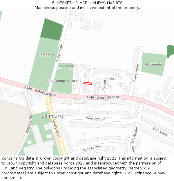 5, HESKETH PLACE, HALIFAX, HX3 8TS: Location map and indicative extent of plot