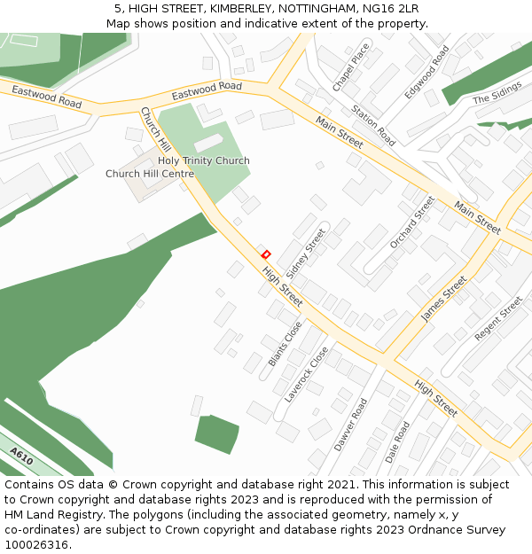 5, HIGH STREET, KIMBERLEY, NOTTINGHAM, NG16 2LR: Location map and indicative extent of plot