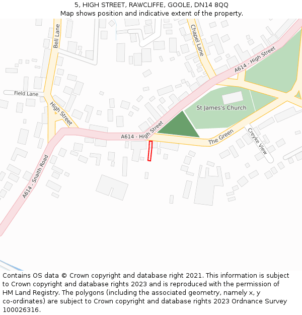 5, HIGH STREET, RAWCLIFFE, GOOLE, DN14 8QQ: Location map and indicative extent of plot