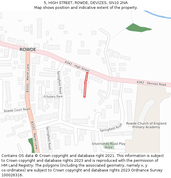 5, HIGH STREET, ROWDE, DEVIZES, SN10 2NA: Location map and indicative extent of plot