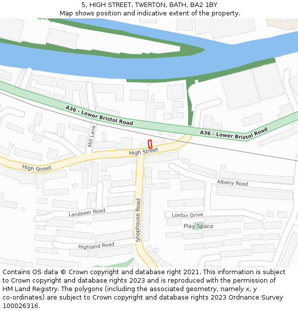 5, HIGH STREET, TWERTON, BATH, BA2 1BY: Location map and indicative extent of plot