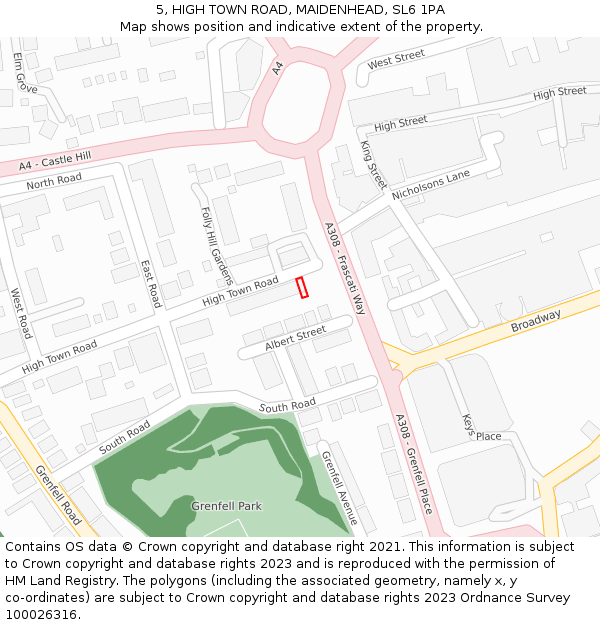 5, HIGH TOWN ROAD, MAIDENHEAD, SL6 1PA: Location map and indicative extent of plot