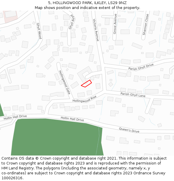 5, HOLLINGWOOD PARK, ILKLEY, LS29 9NZ: Location map and indicative extent of plot