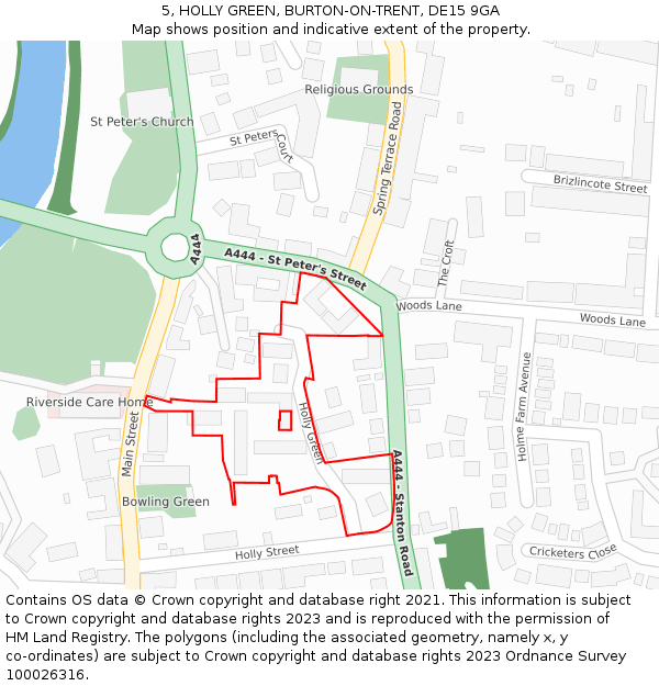 5, HOLLY GREEN, BURTON-ON-TRENT, DE15 9GA: Location map and indicative extent of plot