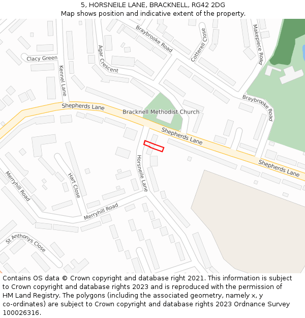 5, HORSNEILE LANE, BRACKNELL, RG42 2DG: Location map and indicative extent of plot