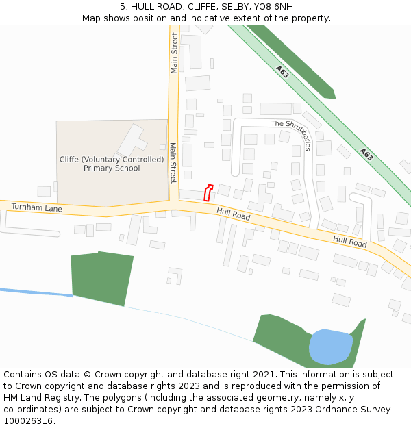 5, HULL ROAD, CLIFFE, SELBY, YO8 6NH: Location map and indicative extent of plot