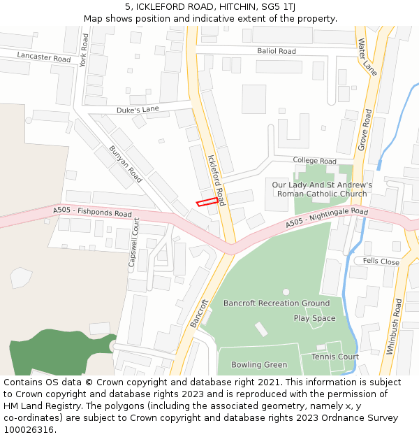 5, ICKLEFORD ROAD, HITCHIN, SG5 1TJ: Location map and indicative extent of plot