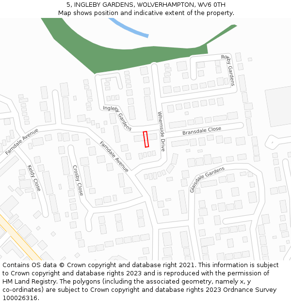 5, INGLEBY GARDENS, WOLVERHAMPTON, WV6 0TH: Location map and indicative extent of plot