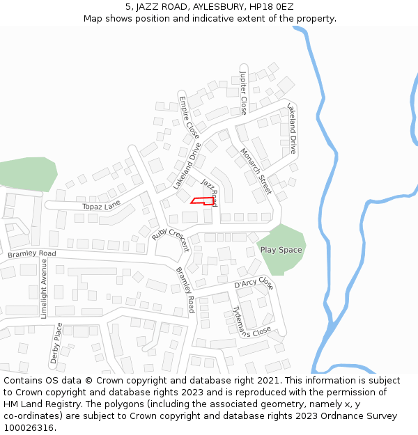 5, JAZZ ROAD, AYLESBURY, HP18 0EZ: Location map and indicative extent of plot