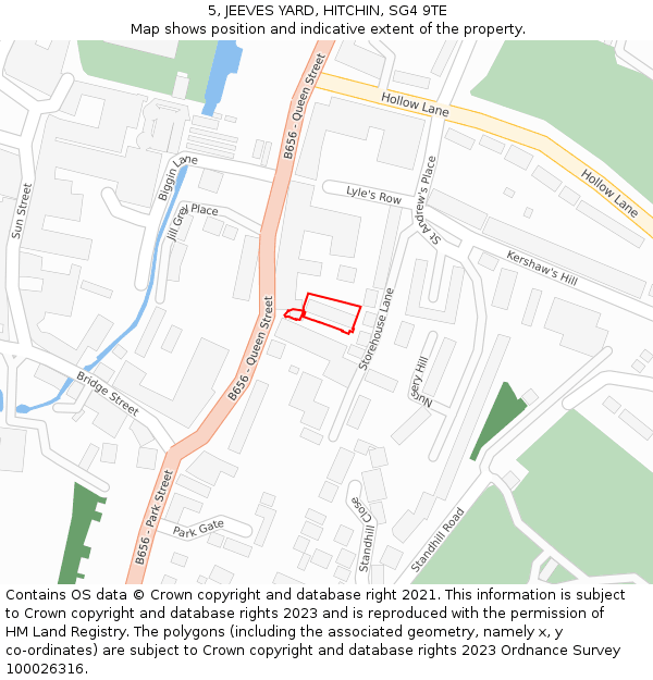 5, JEEVES YARD, HITCHIN, SG4 9TE: Location map and indicative extent of plot