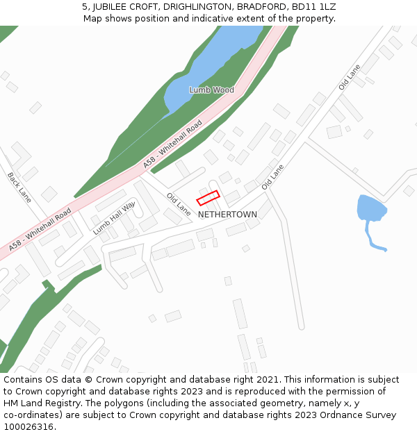 5, JUBILEE CROFT, DRIGHLINGTON, BRADFORD, BD11 1LZ: Location map and indicative extent of plot