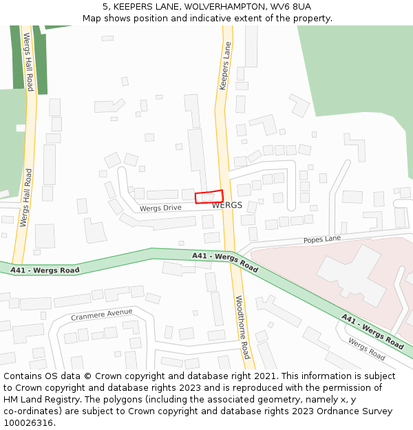 5, KEEPERS LANE, WOLVERHAMPTON, WV6 8UA: Location map and indicative extent of plot