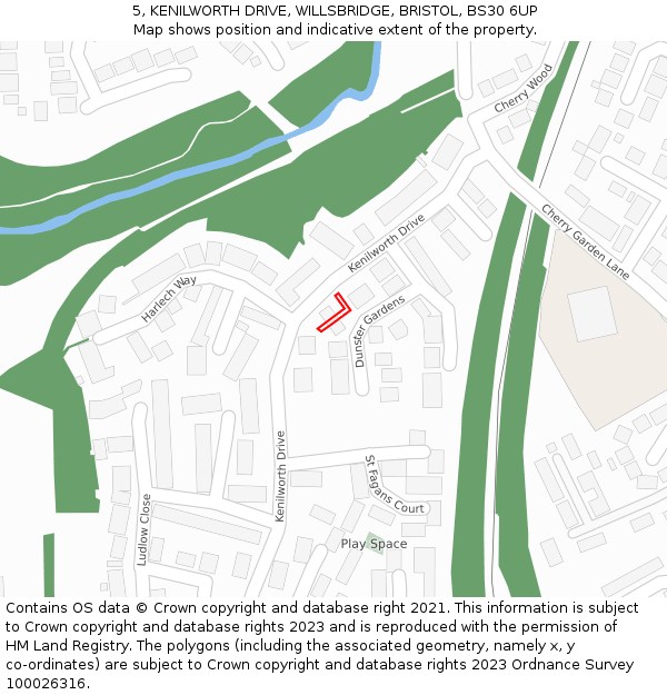 5, KENILWORTH DRIVE, WILLSBRIDGE, BRISTOL, BS30 6UP: Location map and indicative extent of plot