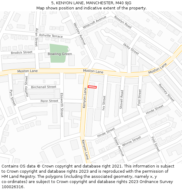 5, KENYON LANE, MANCHESTER, M40 9JG: Location map and indicative extent of plot