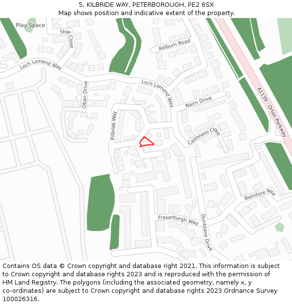 5, KILBRIDE WAY, PETERBOROUGH, PE2 6SX: Location map and indicative extent of plot