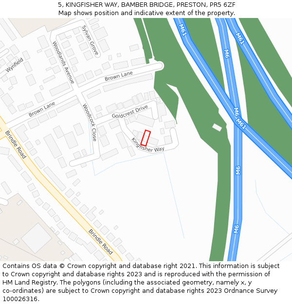 5, KINGFISHER WAY, BAMBER BRIDGE, PRESTON, PR5 6ZF: Location map and indicative extent of plot
