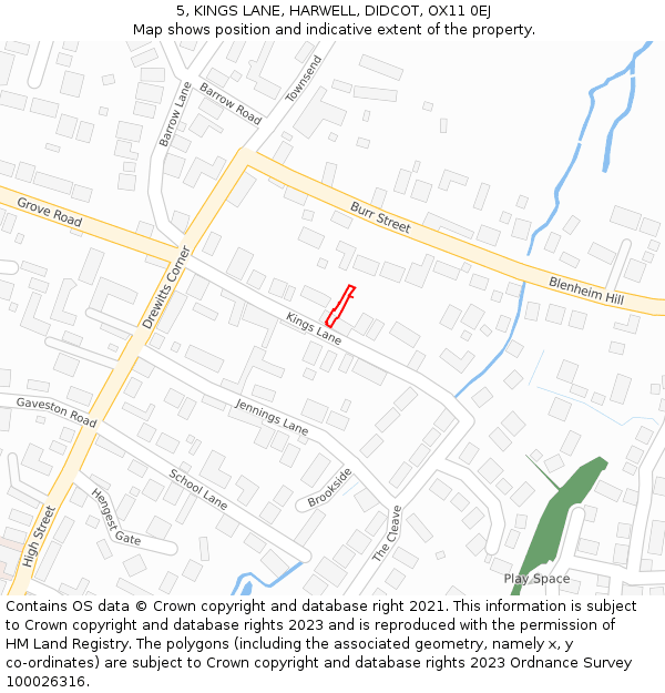 5, KINGS LANE, HARWELL, DIDCOT, OX11 0EJ: Location map and indicative extent of plot