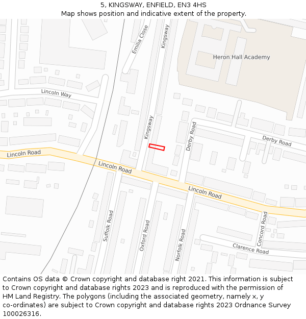 5, KINGSWAY, ENFIELD, EN3 4HS: Location map and indicative extent of plot