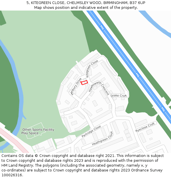 5, KITEGREEN CLOSE, CHELMSLEY WOOD, BIRMINGHAM, B37 6UP: Location map and indicative extent of plot