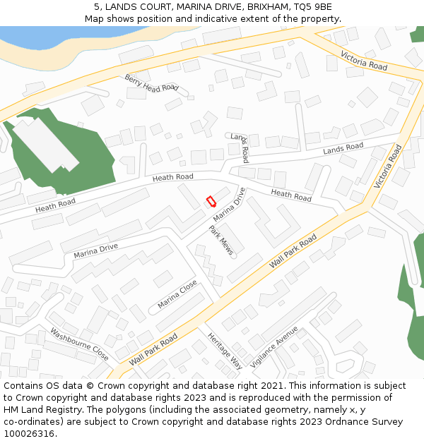 5, LANDS COURT, MARINA DRIVE, BRIXHAM, TQ5 9BE: Location map and indicative extent of plot