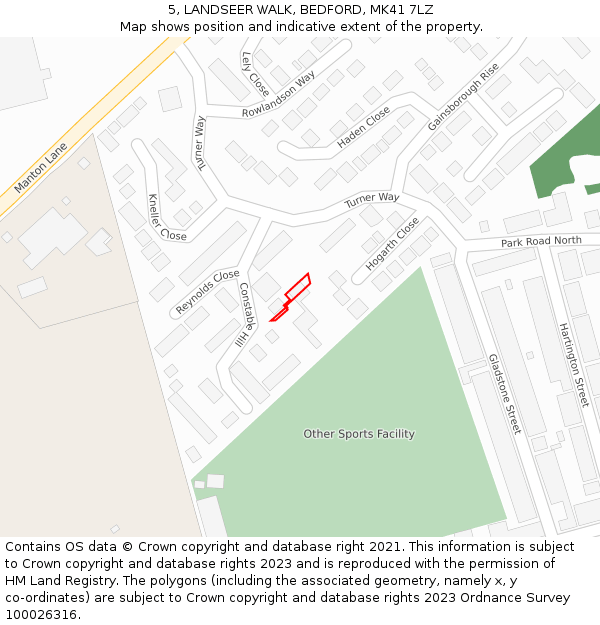 5, LANDSEER WALK, BEDFORD, MK41 7LZ: Location map and indicative extent of plot