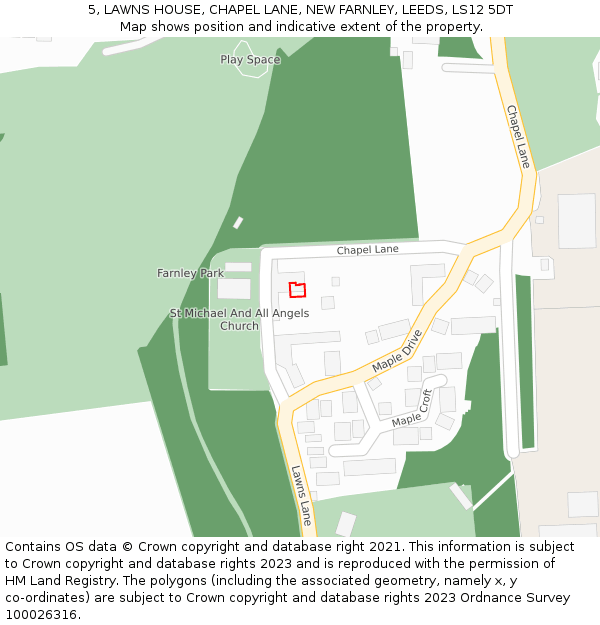 5, LAWNS HOUSE, CHAPEL LANE, NEW FARNLEY, LEEDS, LS12 5DT: Location map and indicative extent of plot