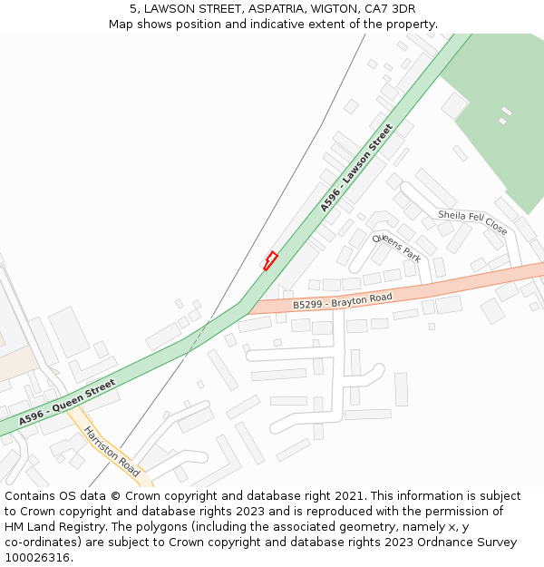 5, LAWSON STREET, ASPATRIA, WIGTON, CA7 3DR: Location map and indicative extent of plot