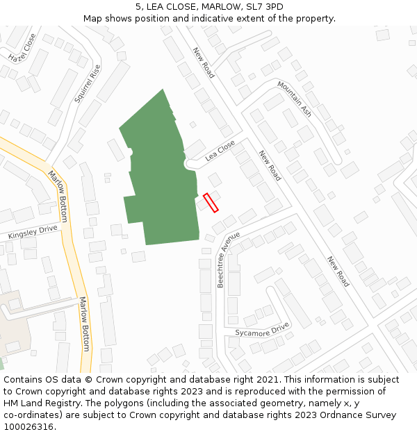5, LEA CLOSE, MARLOW, SL7 3PD: Location map and indicative extent of plot