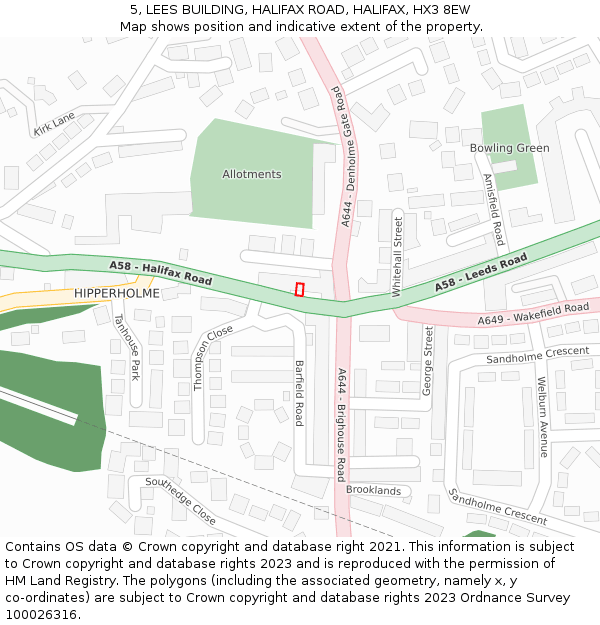 5, LEES BUILDING, HALIFAX ROAD, HALIFAX, HX3 8EW: Location map and indicative extent of plot