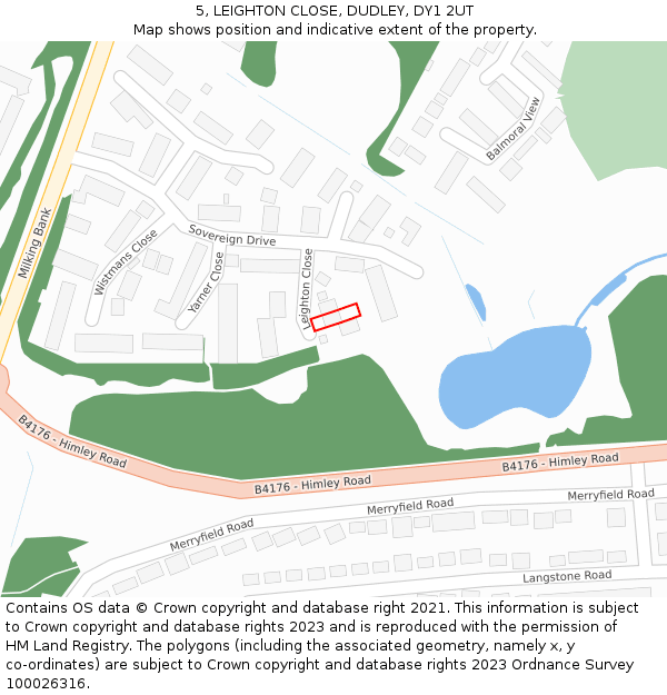 5, LEIGHTON CLOSE, DUDLEY, DY1 2UT: Location map and indicative extent of plot
