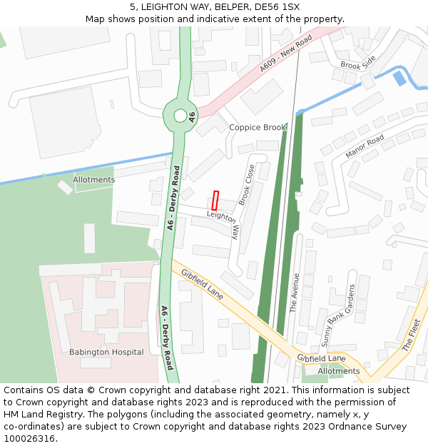 5, LEIGHTON WAY, BELPER, DE56 1SX: Location map and indicative extent of plot