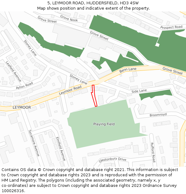 5, LEYMOOR ROAD, HUDDERSFIELD, HD3 4SW: Location map and indicative extent of plot