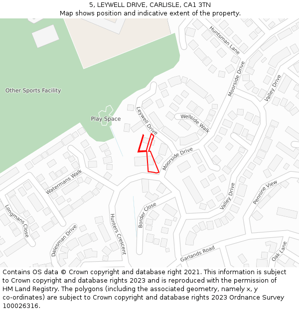 5, LEYWELL DRIVE, CARLISLE, CA1 3TN: Location map and indicative extent of plot