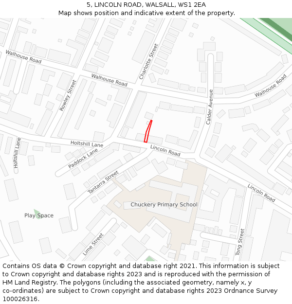 5, LINCOLN ROAD, WALSALL, WS1 2EA: Location map and indicative extent of plot