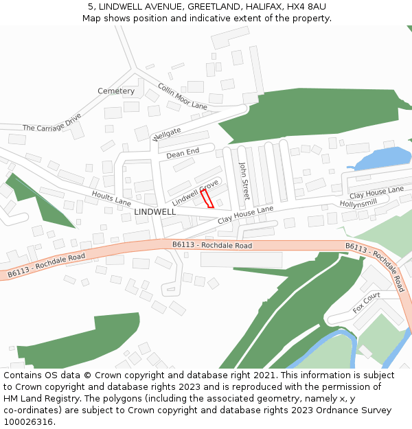 5, LINDWELL AVENUE, GREETLAND, HALIFAX, HX4 8AU: Location map and indicative extent of plot