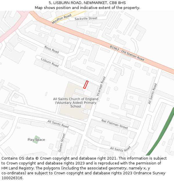 5, LISBURN ROAD, NEWMARKET, CB8 8HS: Location map and indicative extent of plot