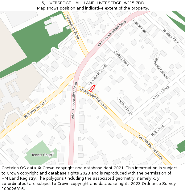 5, LIVERSEDGE HALL LANE, LIVERSEDGE, WF15 7DD: Location map and indicative extent of plot